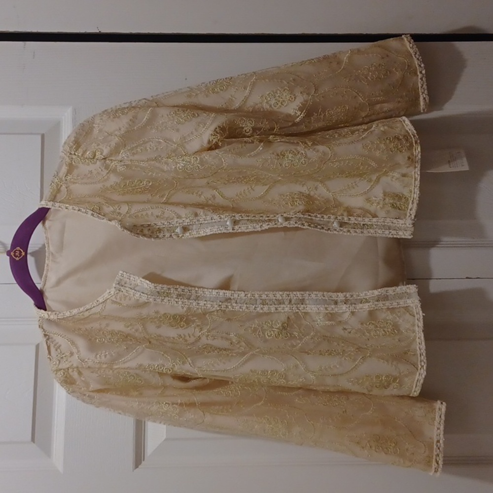 Embroidered Silky blouse. Detailed stitching. Never worn